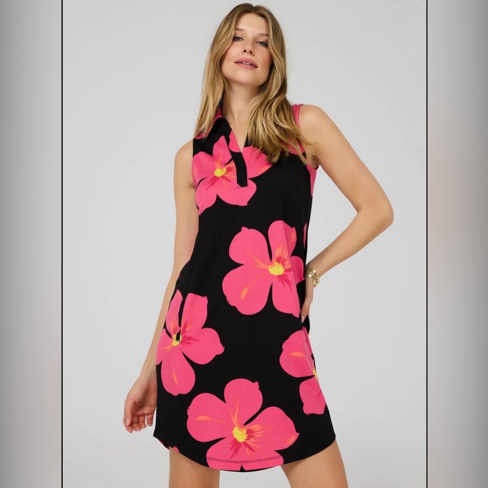 Printed popover dress with pockets